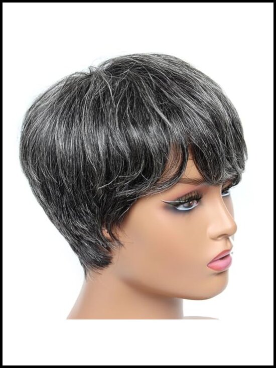 100% Human Hair Pixie Cut Wig Short Layered Glueless 180 Density main image 3